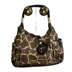 Kate Landry Bag Giraffe Leather Trim Shoulder Tote Handbag Purse WOMEN'S WOMAN'S
